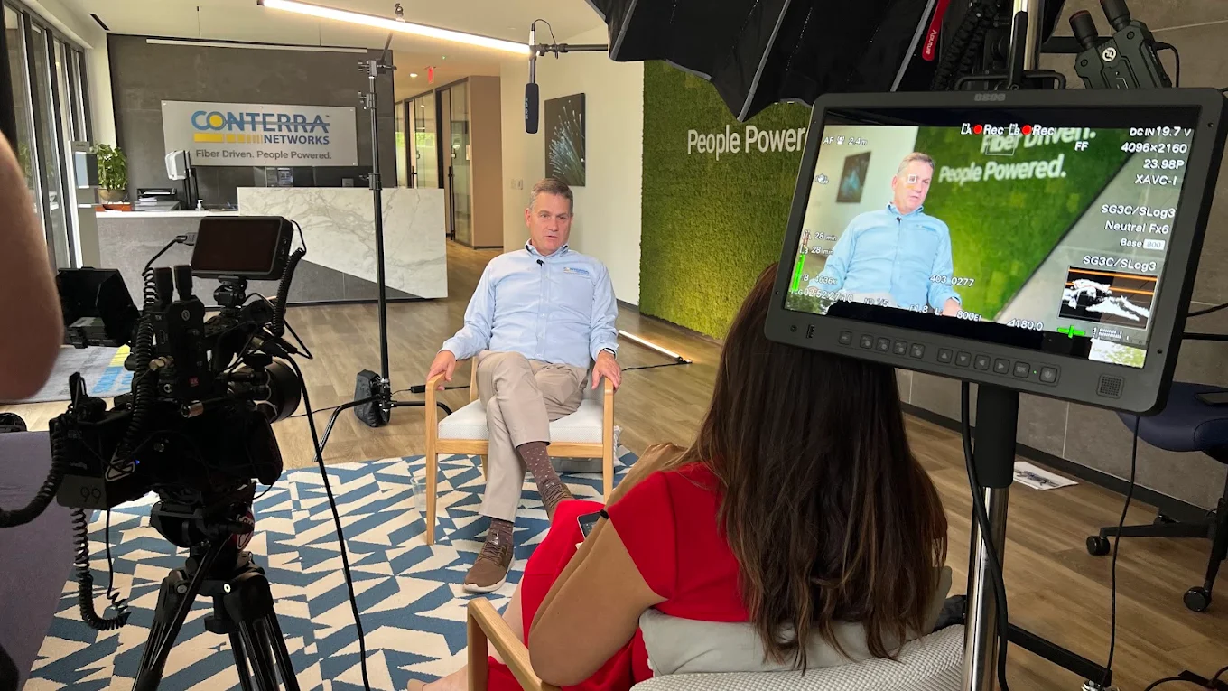 Corporate interview production setup on-set in Atlanta